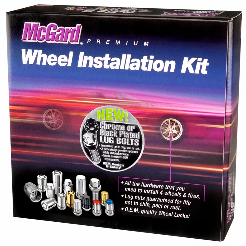 McGard 5 Lug Hex Install Kit w/Locks (Cone Seat Bolt) M14X1.25 / 17mm Hex / 27.5mm Shank L. - Black