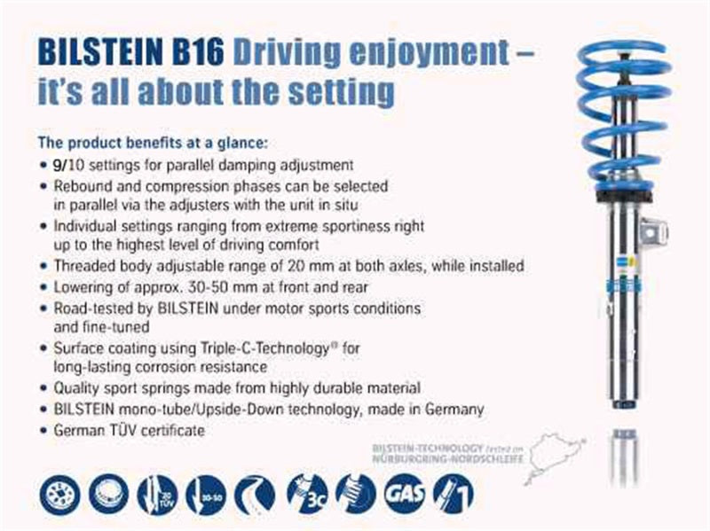 Bilstein B16 (PSS10) Porsche 13-14 Boxster H6/14 Cayman H6 Front& Rear Performance Suspension System