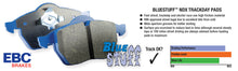 Load image into Gallery viewer, EBC 03-12 Mazda RX8 1.3 Rotary (Standard Suspension) Bluestuff Front Brake Pads