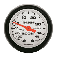 Load image into Gallery viewer, Autometer Phantom 52mm 30in Hg-Vac/45PSI Mechanical Vacuum/Boost Gauge